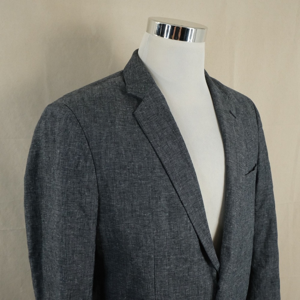 Banana Republic 42 Sport Coat Linen Cotton Blend Blue Gray Two Button Vented